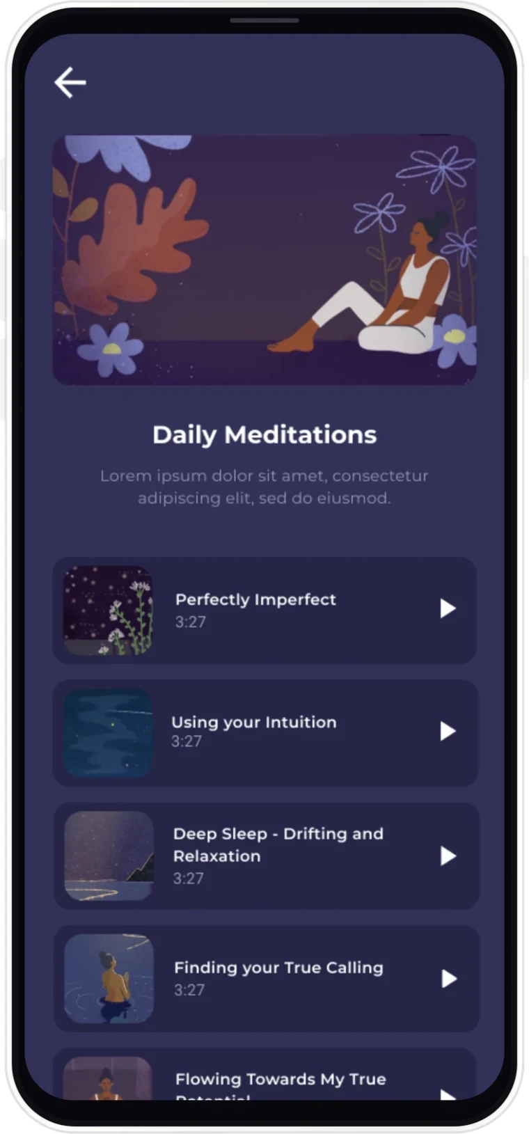 Daily meditations in the app.